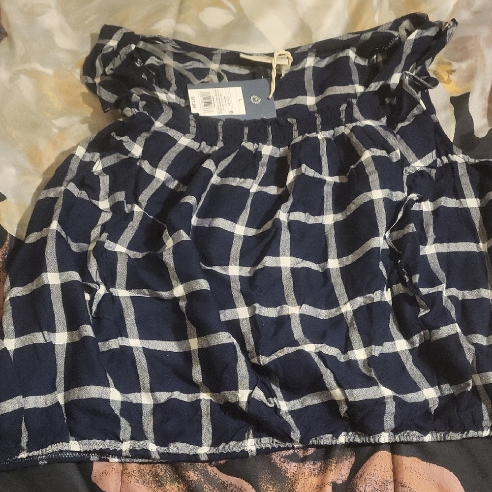 Navy Blue Checkered Skirt